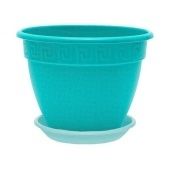 Антик фиалочница горшок с поддоном 0,75л d13 h9,5 бирюза 1/12/60 (ТехПласт)
