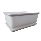 Бонсайница кашпо с поддоном 2л длина 20 h14 d9 белый (ФлораПласт)