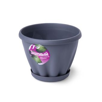 ЦБ-00014350_Знатный горшок с поддоном 0,45л d11см h8см серый 1 56 (ФлораПласт)