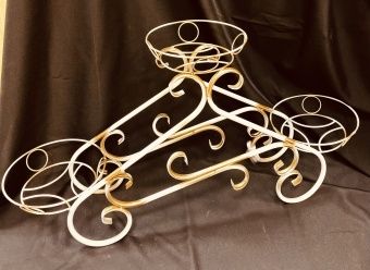 00026991_Подставка Ажур-3 на 3 цветка белая с золотом (ФД)