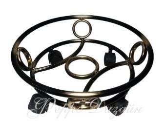 00027027_Подставка напольная на 4-х колесиках с бортом черная с золотом (ФД)