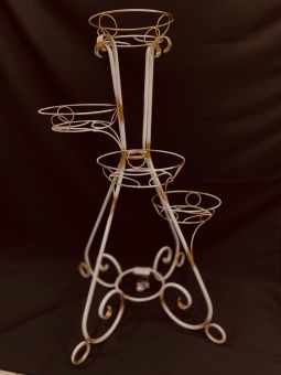 00029189_Подставка Букет-4 на 4 цветка белая с золотом (ФД)