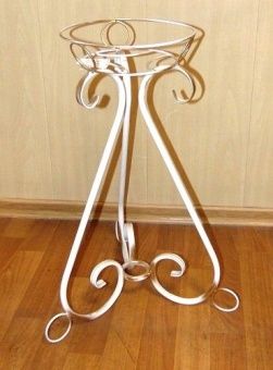 00027191_Подставка Завиток высокий  на 1 цветок белая с золотом (ФД)