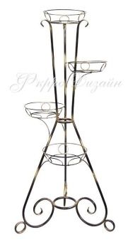 00027018_Подставка Грация-4  на 4 цветка черная с золотом (ФД)