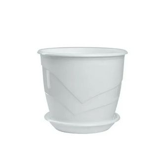 ЦБ-00017523_Венеция фиалочница горшок с поддоном 0,75л d12 h10,5 белый 1 10 60 (ТехПласт)