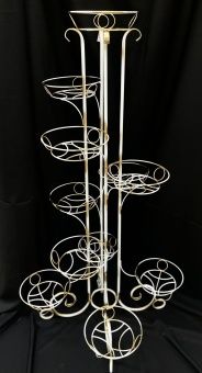 00031482_Подставка Пенек-11 на 11 цветов белая с золотом (ФД)