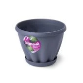 Знатный горшок с поддоном 0,45л d11см h8см серый 1/56 (ФлораПласт)