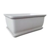 Бонсайница кашпо с поддоном 2л длина 20 h14 d9 белый (ФлораПласт)