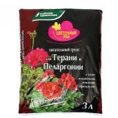 Грунт Цветочный Рай для Герани и Пеларгонии 3л 1/6/504 (БХЗ)