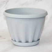 Знатный горшок с поддоном 0,45л d11см h8см светло-серый 1/56 (ФлораПласт)