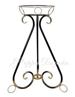 00026995_Подставка Завиток высокий  на 1 цветок черная с золотом (ФД)