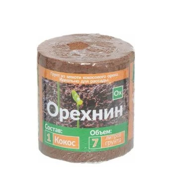 ЦБ-00026936_Кокосовый субстрат универсальный Орехнин1 7л набор 5 дисков