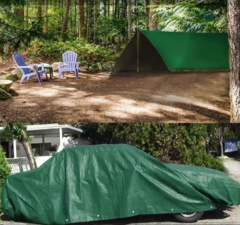 Тент тарпаулин зеленый серебро 2x3м 120г на м² (ХозАгро)