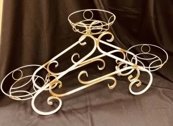 00026991_Подставка Ажур-3 на 3 цветка белая с золотом (ФД)