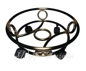 00027027_Подставка напольная на 4-х колесиках с бортом черная с золотом (ФД)