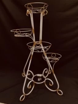 00029189_Подставка Букет-4 на 4 цветка белая с золотом (ФД)