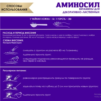 Аминосил гранулы для декоративно-лиственных пролонгированного действия 50г 118 (Дюн)