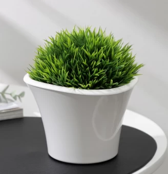 Лагуна кашпо со вставкой 0,6л d13см h9см белый 124 (ФлораПласт)