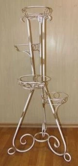 Подставка Грация-4 на 4 цветка белая с золотом (ФД)