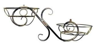 Подставка настенная Завиток-2 на 2 цветка черная с золотом (ФД)