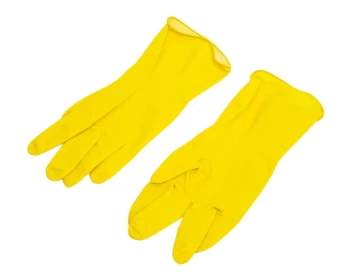 Перчатки латексные хозяйственные с хлопковым напылением желтые M 112 (3)