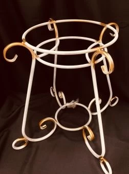 00038097_Подставка Вазон большой на 1 цветок белый с золотом (ФД)