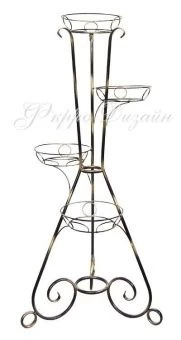 00027018_Подставка Грация-4  на 4 цветка черная с золотом (ФД)