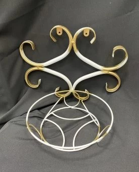 00027197_Подставка настенная Ромб на 1 цветок белая с золотом (ФД)