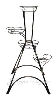 Подставка Башня-4 на 4 цветка черная с золотом (ФД)