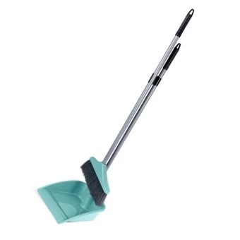 ЦБ-00009719_Cовок со щеткой с высокой ручкой Перфетто бирюзовый С863БИР  Мартика