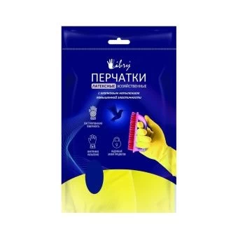 Перчатки латексные хозяйственные с хлопковым напылением желтые M 112 1