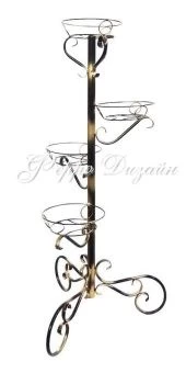 Подставка Вышка-4  на 4 цветка черная с золотом (ФД)