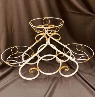 00027190_Подставка Диана-3 на 3 цветка белая с золотом (ФД)